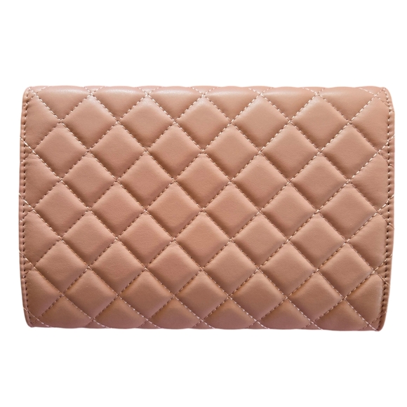 Badgley Mischka Diamond Quilted Crossbody Purse, Blush - Picture 2 of 6